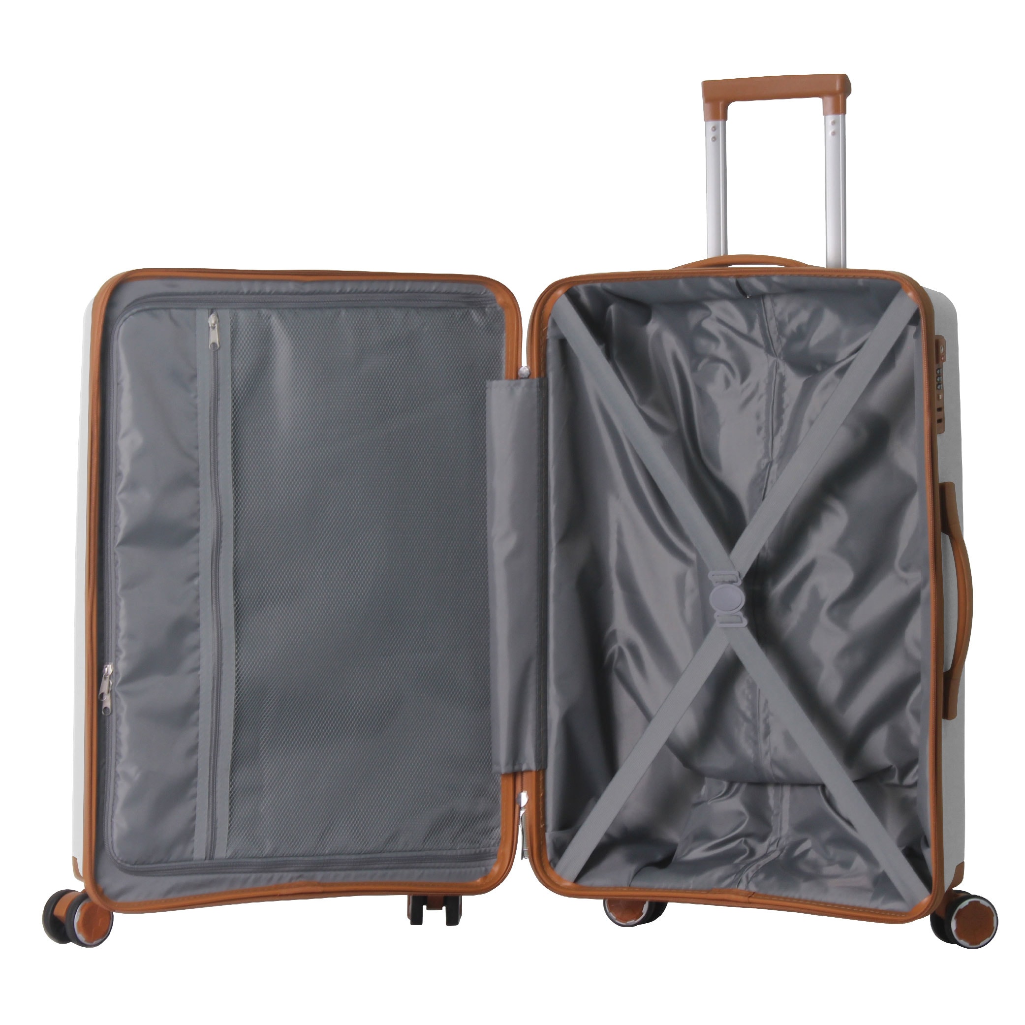 3-Piece Luggage Set Travel Lightweight Suitcases With Rolling Wheels, TSA Lock & Moulded Corner, Carry On Luggages For Business, Trip, (20"/24"/28"), White_voghion.com